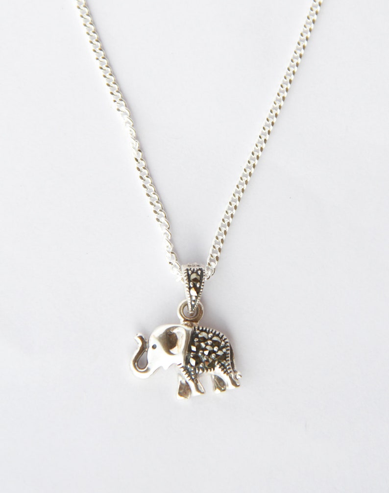 elephant jewellery lucky necklace silver elephant pendant marcasite necklace Elephant silver necklace chain pendant animal necklace