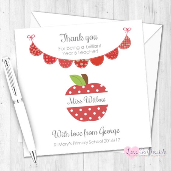 GIFT FOR TEACHER 6x Thank You Gift Tags TA’s Pre School Assistants Kraft Card