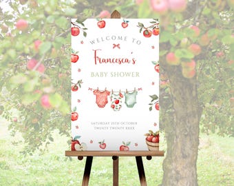Apple Of Our Eye Baby Shower Welcome Sign, Fall Autumn Welcome Sign, Editable Apple Orchard Baby Shower, Instant Download Template LBA32
