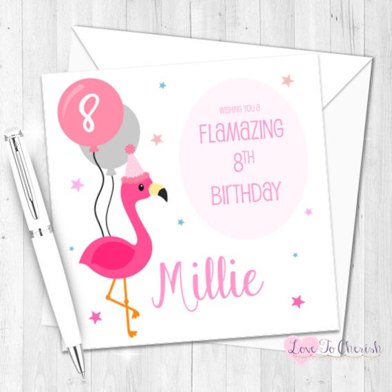 Pink Flamingo Personalised Birthday Card - Birthday for Daughter, Granddaughter Card, Special Friend Birthday Card, Custom Birthday Card