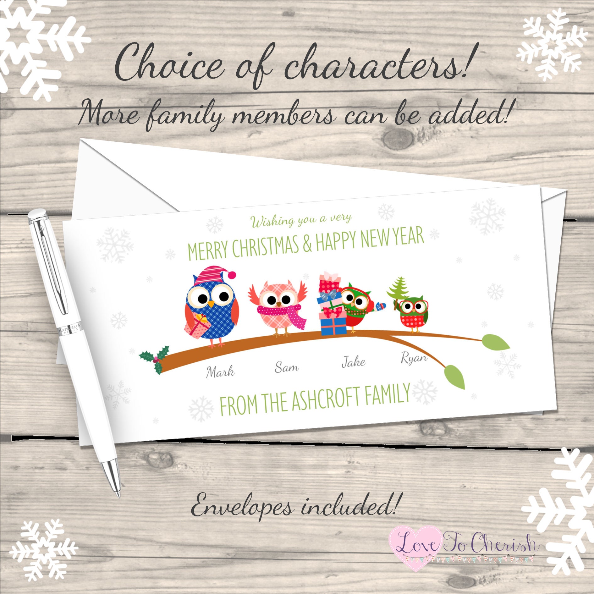 PERSONALISED OWL WITH SCARF CHRISTMAS CARD GIRL BOY SON DAUGHTER GRANDSON PERSONALISED OWL WITH SCARF CHRISTMAS CARD GIRL BOY SON DAUGHTER GRANDSON