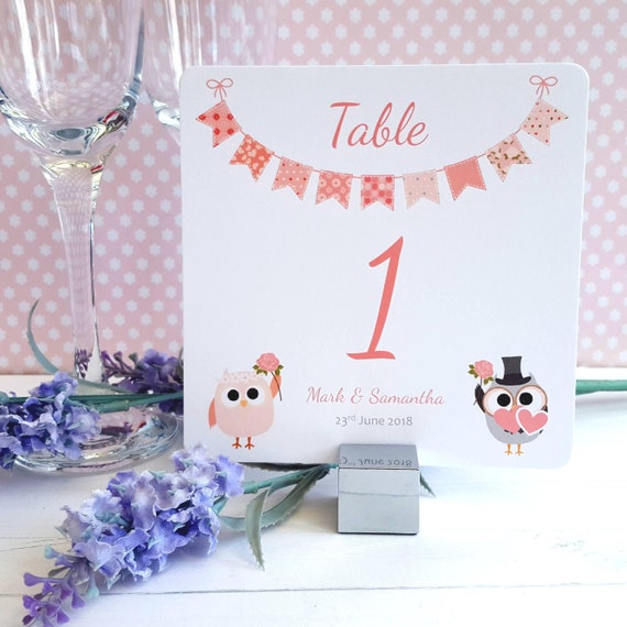 Personalised WEDDING Thank You Cards /& Envelopes~Cute Bride Groom Owls//Bunting