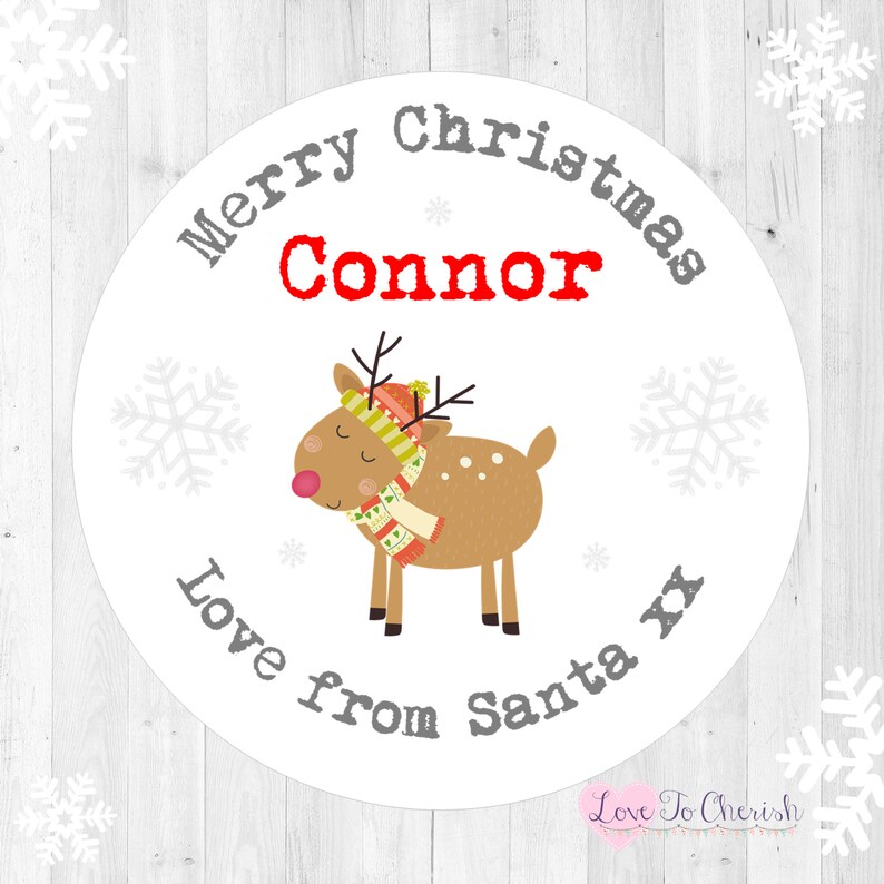 24 PERSONALISED CHRISTMAS STICKERS FROM SANTA LABELS PRESENT GIFT TAGS 24 PERSONALISED CHRISTMAS STICKERS FROM SANTA LABELS PRESENT GIFT TAGS