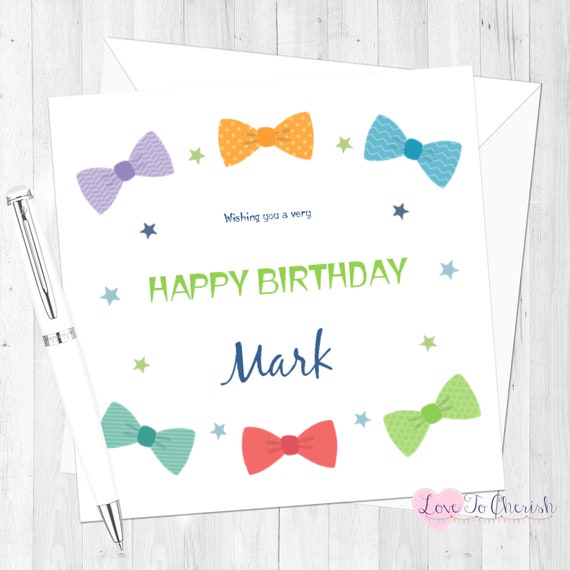Dad Son Brother Grandad Colourful Bow Ties Personalised BIRTHDAY CARD for Him Dad Son Brother Grandad Colourful Bow Ties Personalised BIRTHDAY CARD for Him