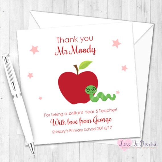 THANK YOU Personalised Teacher Card Nursery/School Helper/Teaching Assistant 