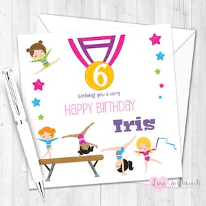 Gymnastics Personalised Birthday Card - Birthday for Daughter, Granddaughter Card, Special Friend Birthday Card, Custom Birthday Card