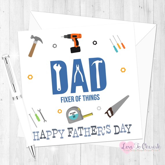 Diy Personalised Father S Day Card Dad Fixer Of Things Etsy