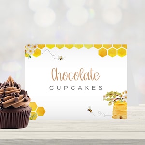 Editable A Little Honey Food Tent Cards, Bee Baby Shower Buffet Table Cards, A Little Honey Is On The Way Food Labels, Instant Download HN01