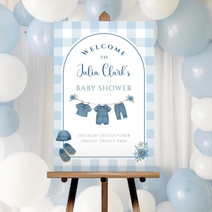 Blue Jean Baby Shower Welcome Sign, Editable Blue Denim Boy Welcome Sign, Western Theme Baby Shower, Instant Download Template LBA33