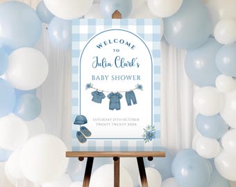 Blue Jean Baby Shower Welcome Sign, Editable Blue Denim Boy Welcome Sign, Western Theme Baby Shower, Instant Download Template LBA33