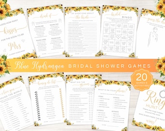 Bridal Shower Game Bundle, Editable Sunflower Design Game Templates, Sun Flower Bride To Be Games, Bridal Party Printable Signs SF01