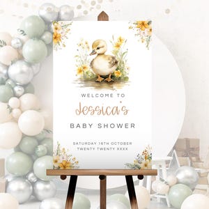 Welcome Sign, Editable Duck Baby Shower Sign, A Little Duckling Welcome Sign, Spring Baby Shower, Instant Download Template DK01