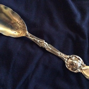 SALE PRICE English Victorian Cast Sterling silver Serving spoon with Woman&#39;s Head London 1876-77
