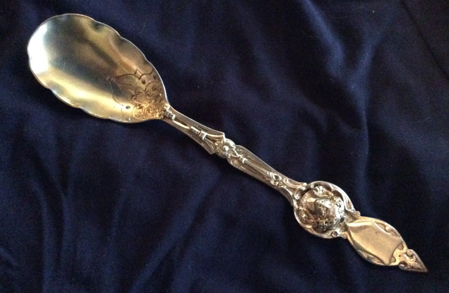 9 Antique English Sterling Silver Kings Serving Spoon London