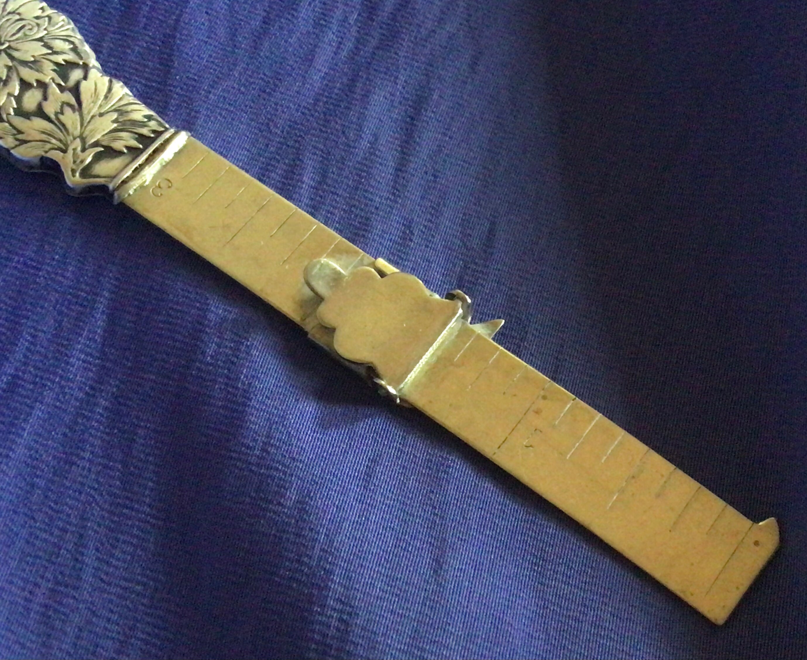 Sterling silver Hem Gauge Ruler with Flowers Etsy
