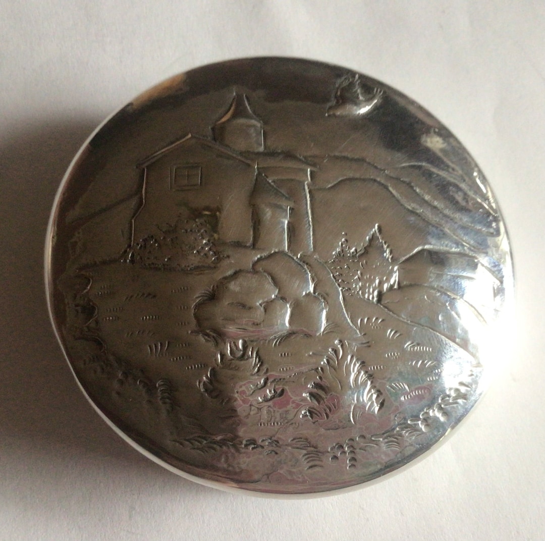 Kirk Landscape Castle Sterling Silver Round Box - Etsy