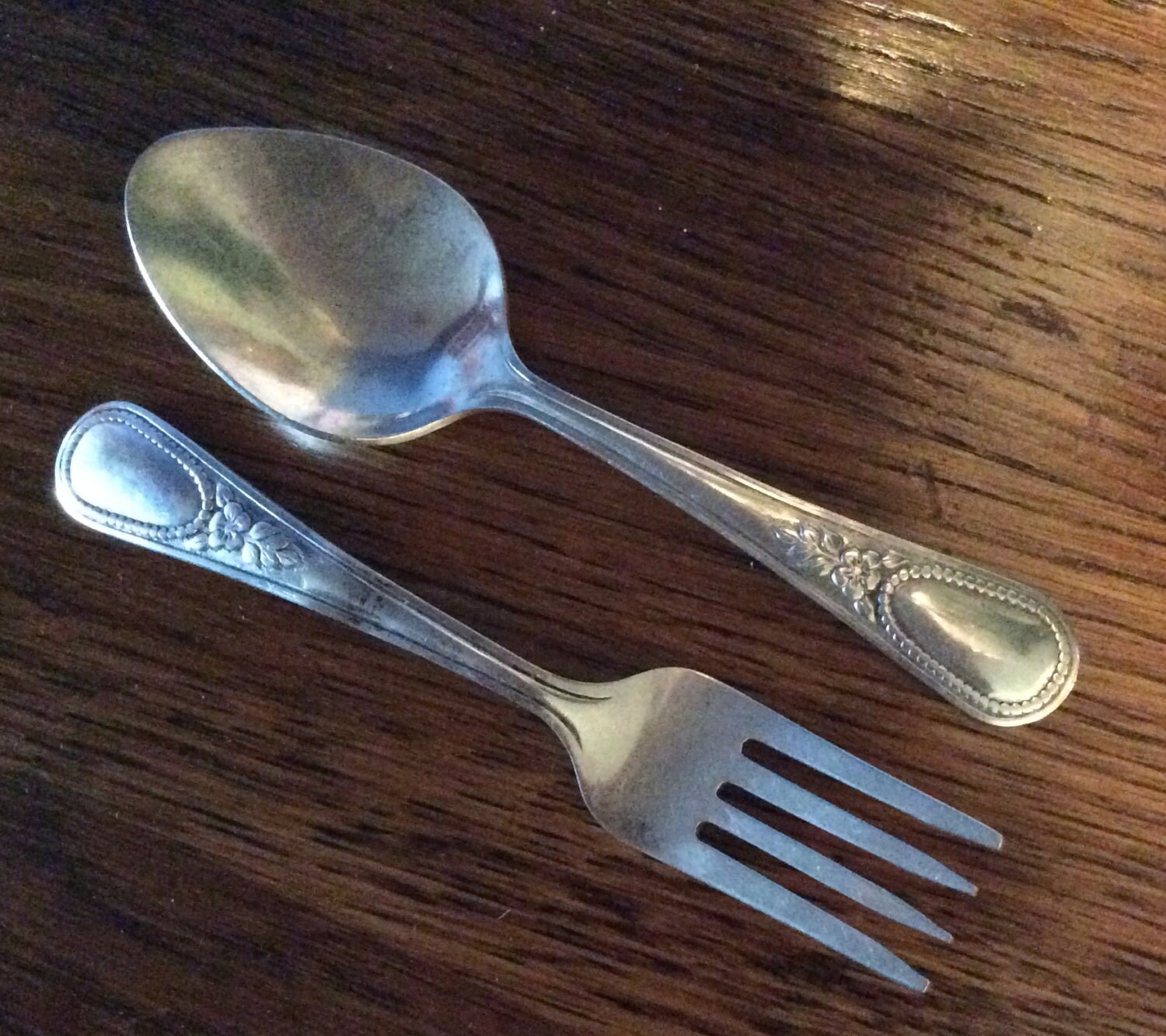 silver baby fork and spoon
