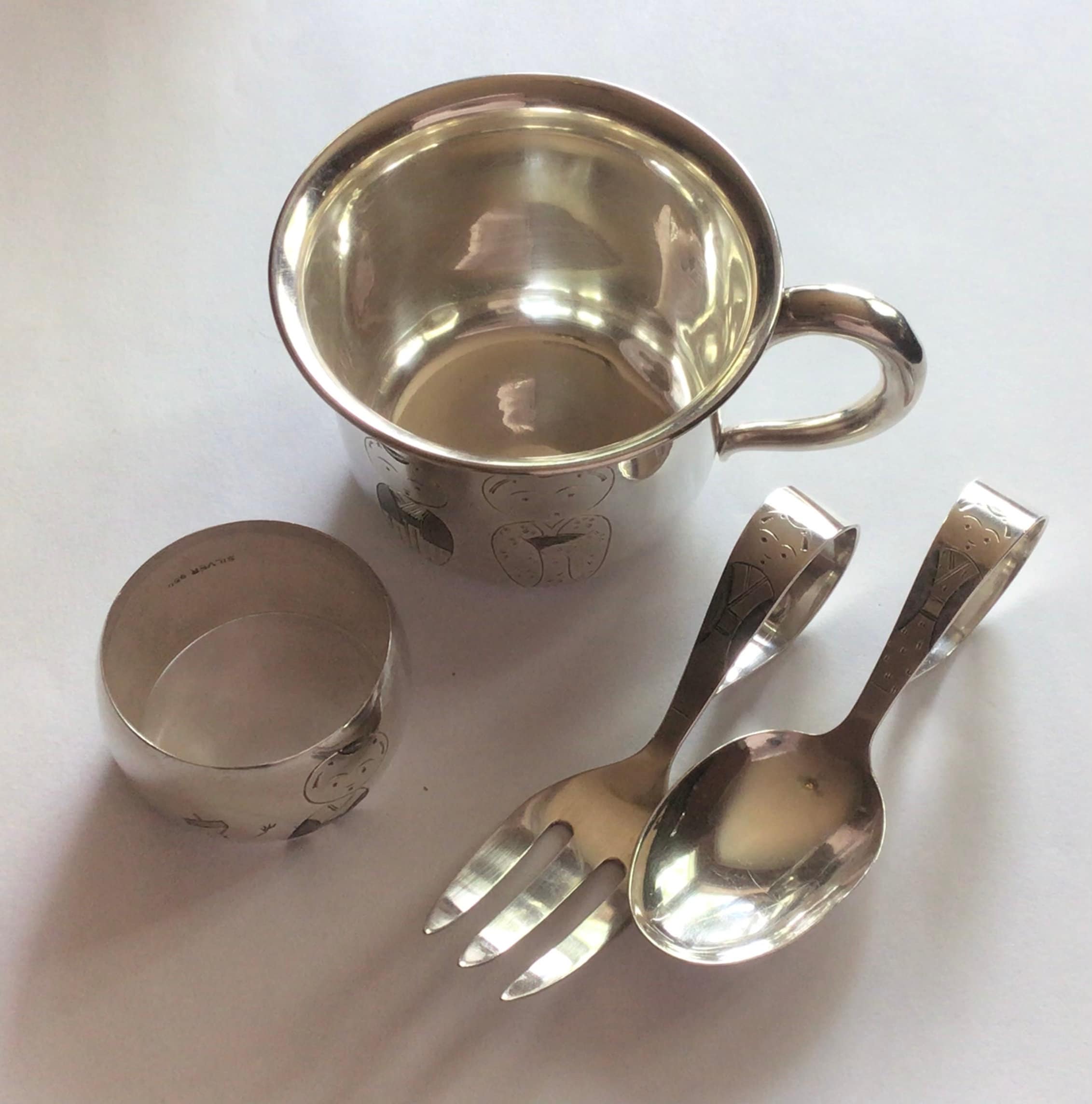 Silver Baby Cup and Baby Spoon Gift Set