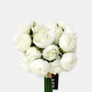 9 Stem White Artificial Mini Peony Flower Bunch 30cm - Wedding Flowers