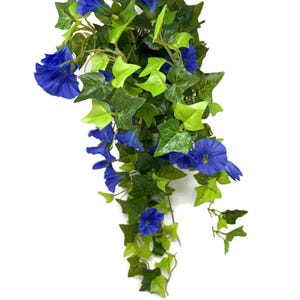 Artificial Hanging Morning Glory 64cm - Blue Trailing Flowers