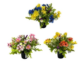 Pre-filled Artificial Meadow Flower Grave Pot - Remembrace/Memorial Displays