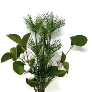 Artificial Mistletoe & Pine Pick x 34cm - Christmas Florist Decoration Greenery