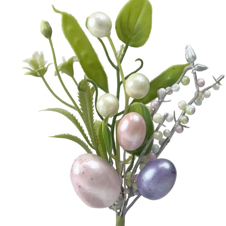 Artificial Easter Picks - Large Choice - Seasonal Floral Arrangements H21cm Pearl Egg