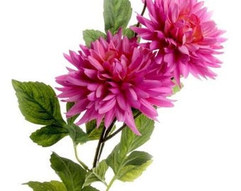 Dalia artificial de 4 cabezas con pinchos - 108 cm de altura - Cereza - Arreglos florales para el hogar