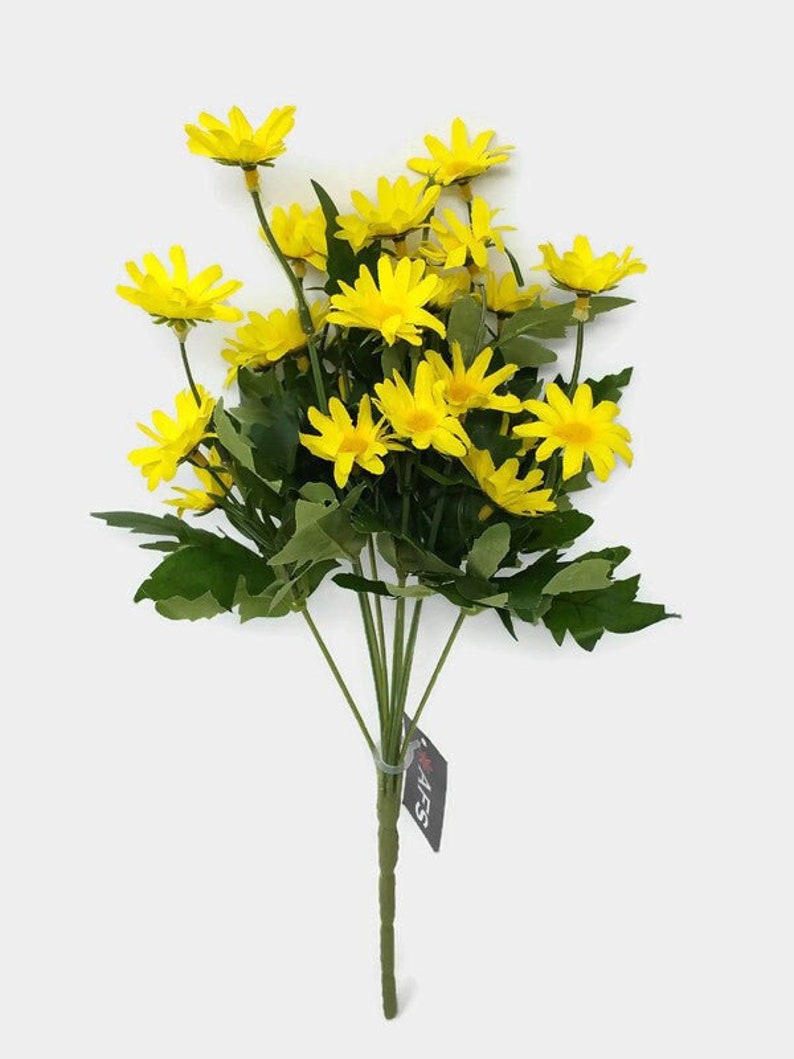 Yellow Artificial Daisy Bush x 34cm - Wild Meadow Spring Flower