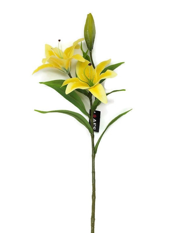 2 Head Real Touch Yellow Artificial Tiger Lily Flower Stem X 75cm Tall -  Etsy
