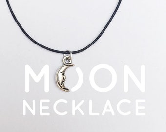 Moon Necklace | Adjustable adjustable | Surfer Boho Jewelry Minimal Simplicity | Buddha Ohm Yoga | Wax tape Natural