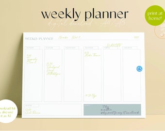 Minimalistic Weekly Planner - Printable - Download - Minimal Chic Classy Organiser
