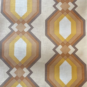 ROTOLO INTERO Carta da parati geometrica originale anni '70 / Arancione Marrone Giallo