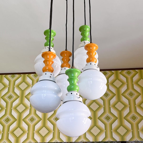 Vintage 1960s Pendant Light Chandelier 6 lights