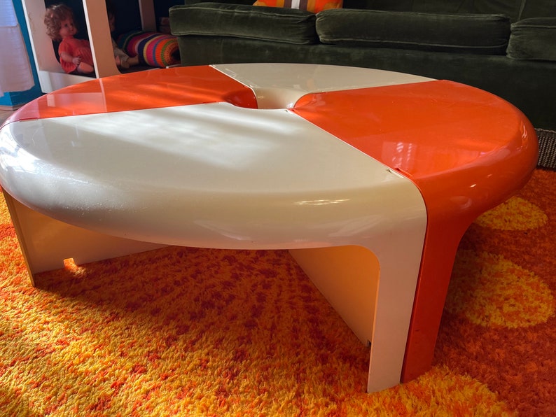 Space Age 1970's Coffee Table Bernini Mod. 700 Quattro Quarti Design Rodolfo Bonetto Made In Italy zdjęcie 4