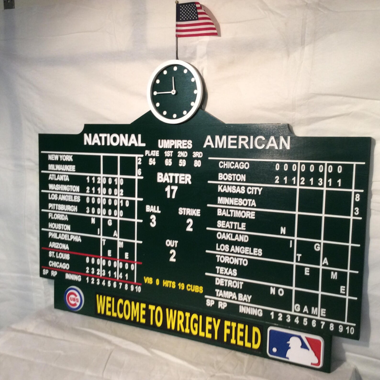 Wrigley Field Scoreboard Chicago Cubs Wood Carve Hand Etsy