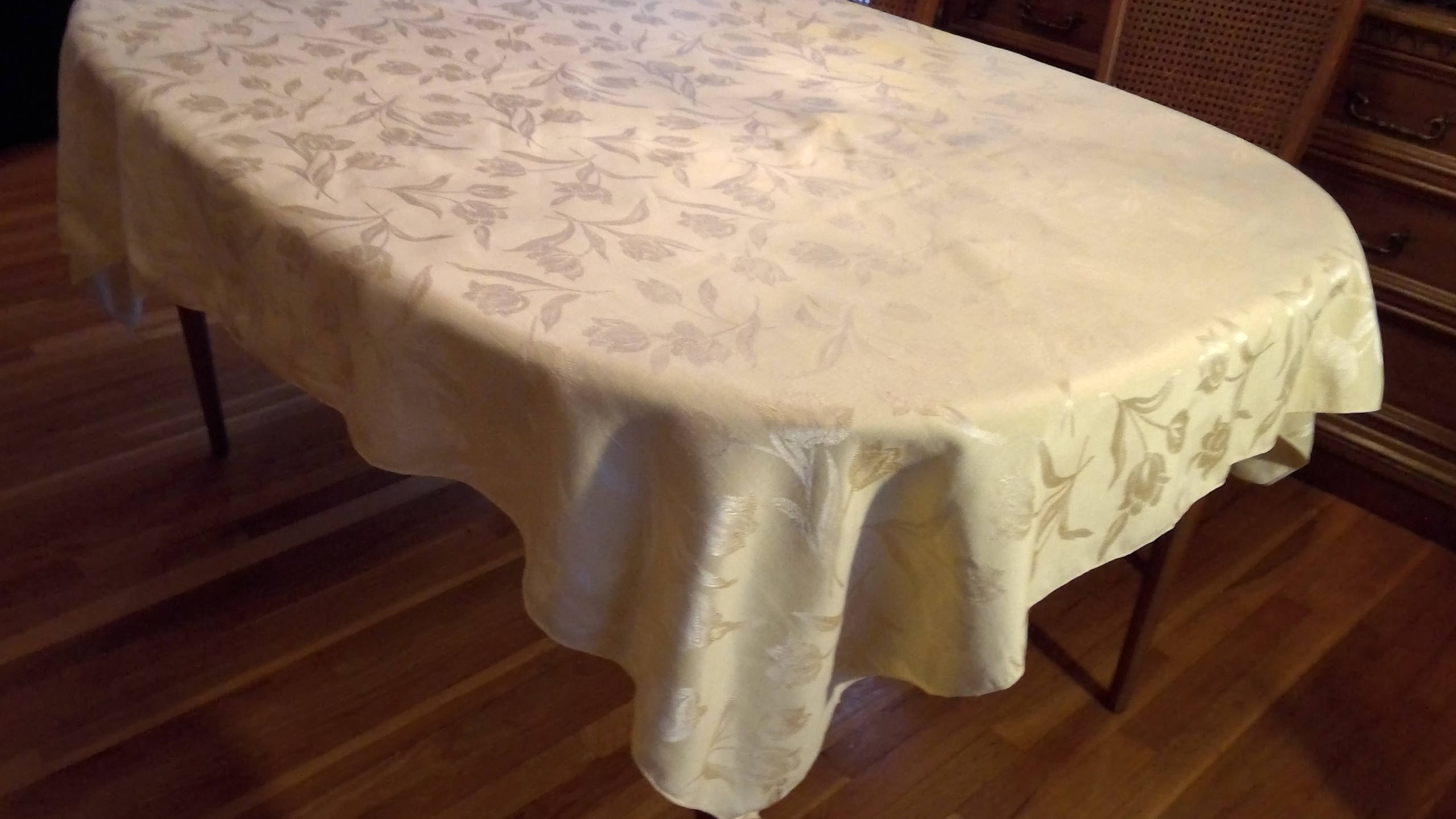 Vintage Rectangular Yellow Damask Tulip Tablecloth Damask Etsy