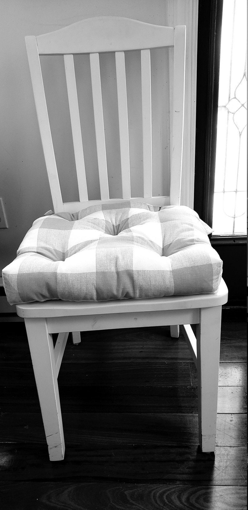 Set of 8 Tufted Chair Cushions 16 X 16 Buffalo Plaid Etsy