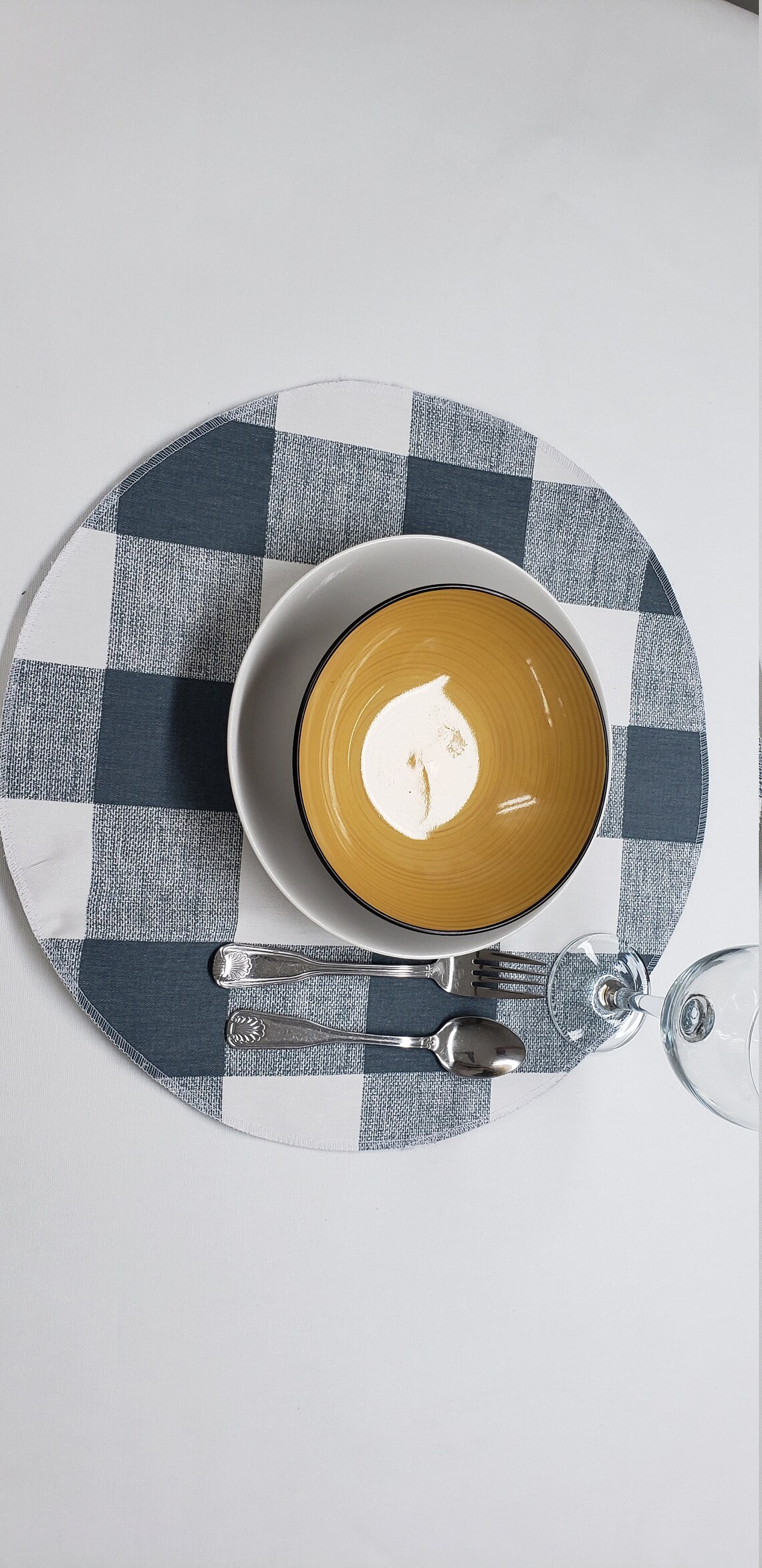 Navy Blue and White Buffalo Plaid Round Placemats Buffalo Etsy