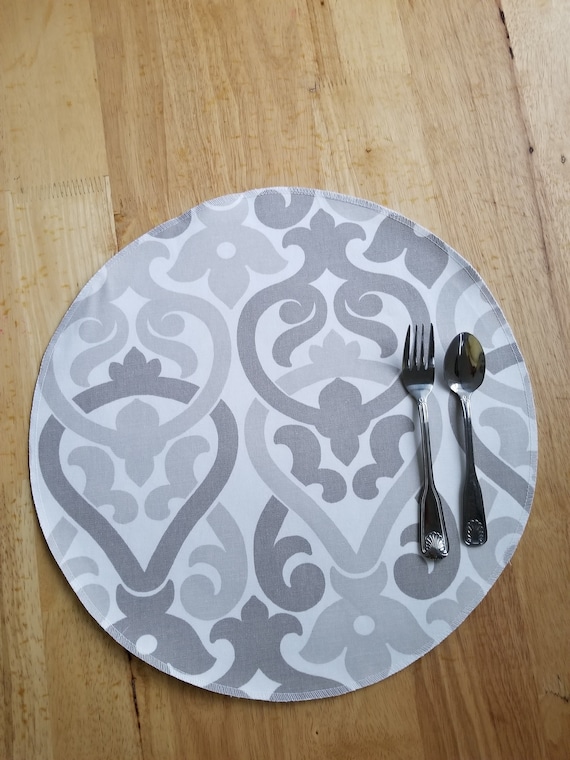Fabric Placemats Alex French Grey And, Round Cloth Placemats