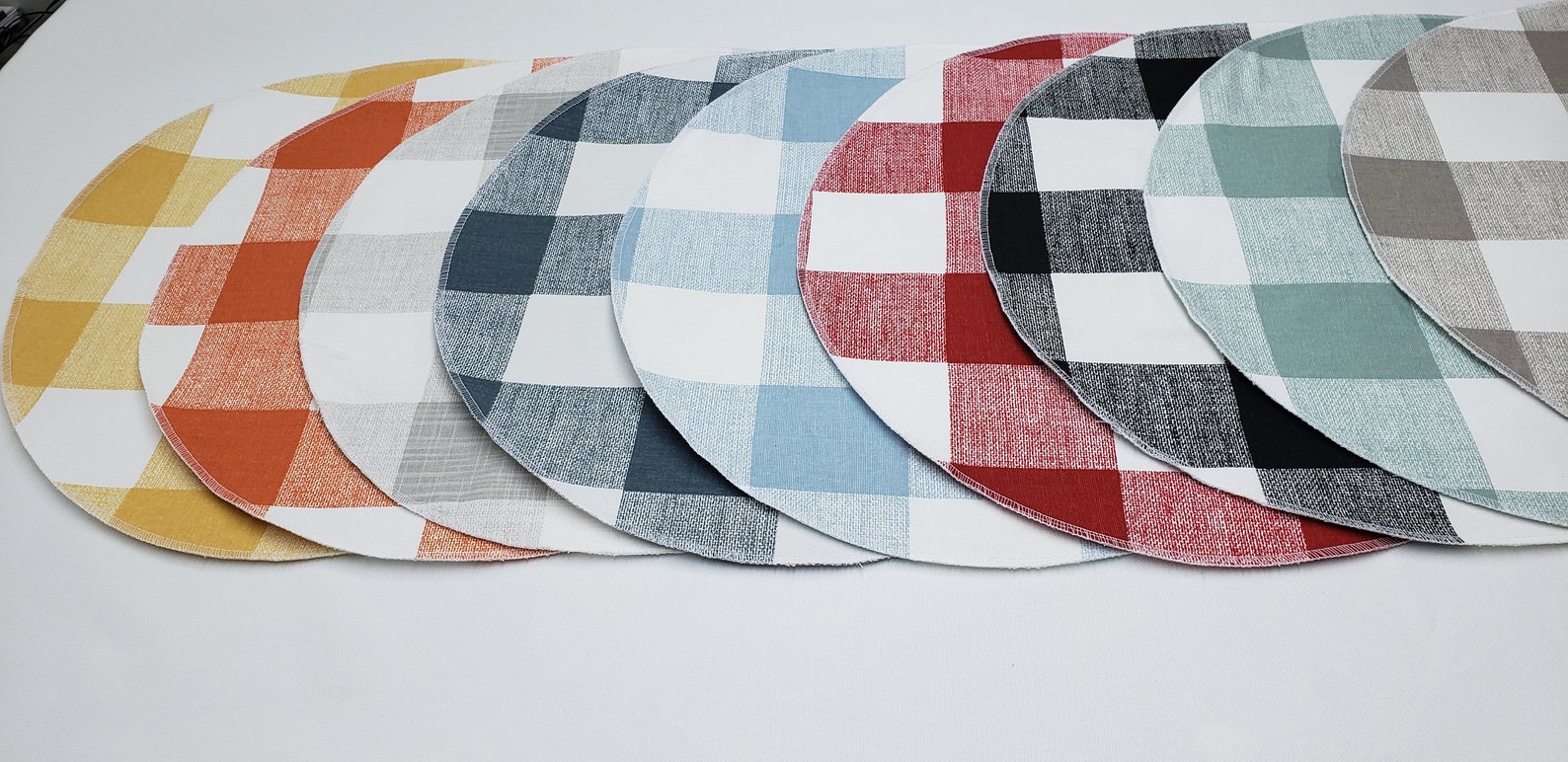 Navy Blue and White Buffalo Plaid Round Placemats Buffalo Etsy