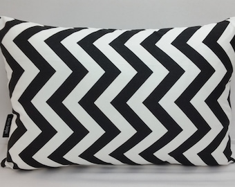 Zig zag chevron decorative throw pillow 20 x 12" decorator cotton black and white