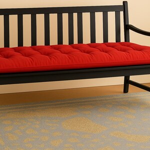 Red 48 x 18&quot; Tufted bench cushion, seat cushion, cotton canvas solid color
