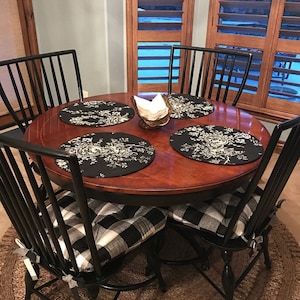 TWO chair cushions Black and white, Set of 2 Tufted chair pads, seat cushions,