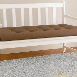 9 colors 48 x 16&quot; solid color bench cushion low tufted bench pad, flat bench cushion, black, charcoal gray, navy, natural, white sofa topper