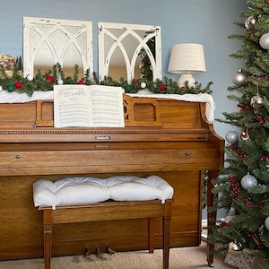 Piano bench 24 x 12&quot; cushion, small seat bench cushion, Tufted natural, white, grey, navy, black , red