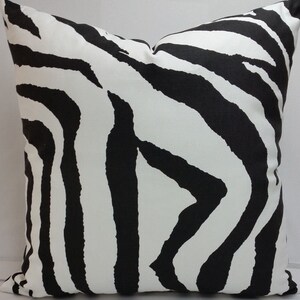 Animal print Zebra decorative toss pillow cover, 18 x 18&quot; black and white cotton