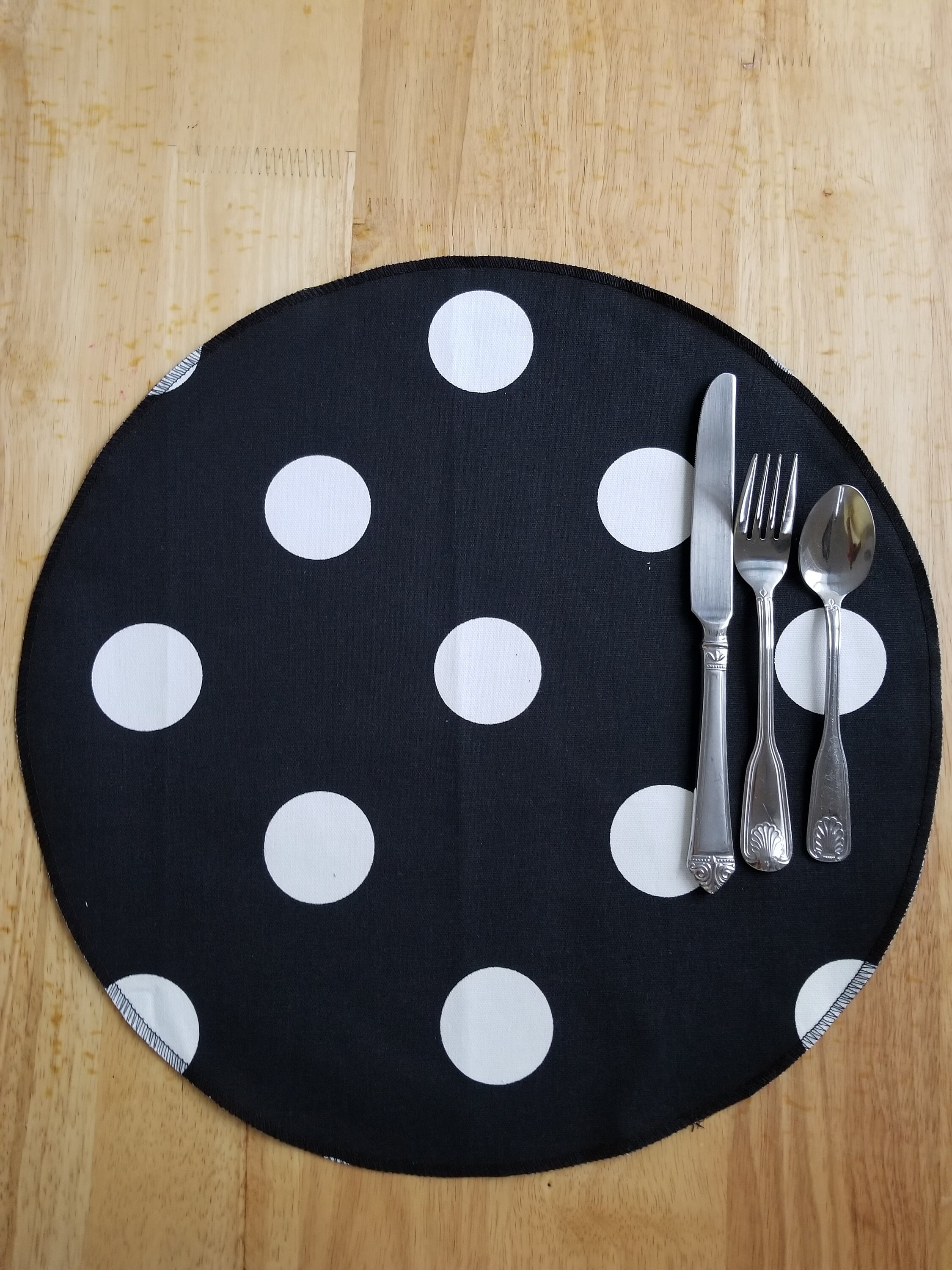 Set of 4 round Fabric placemats wedding decoration black and Etsy
