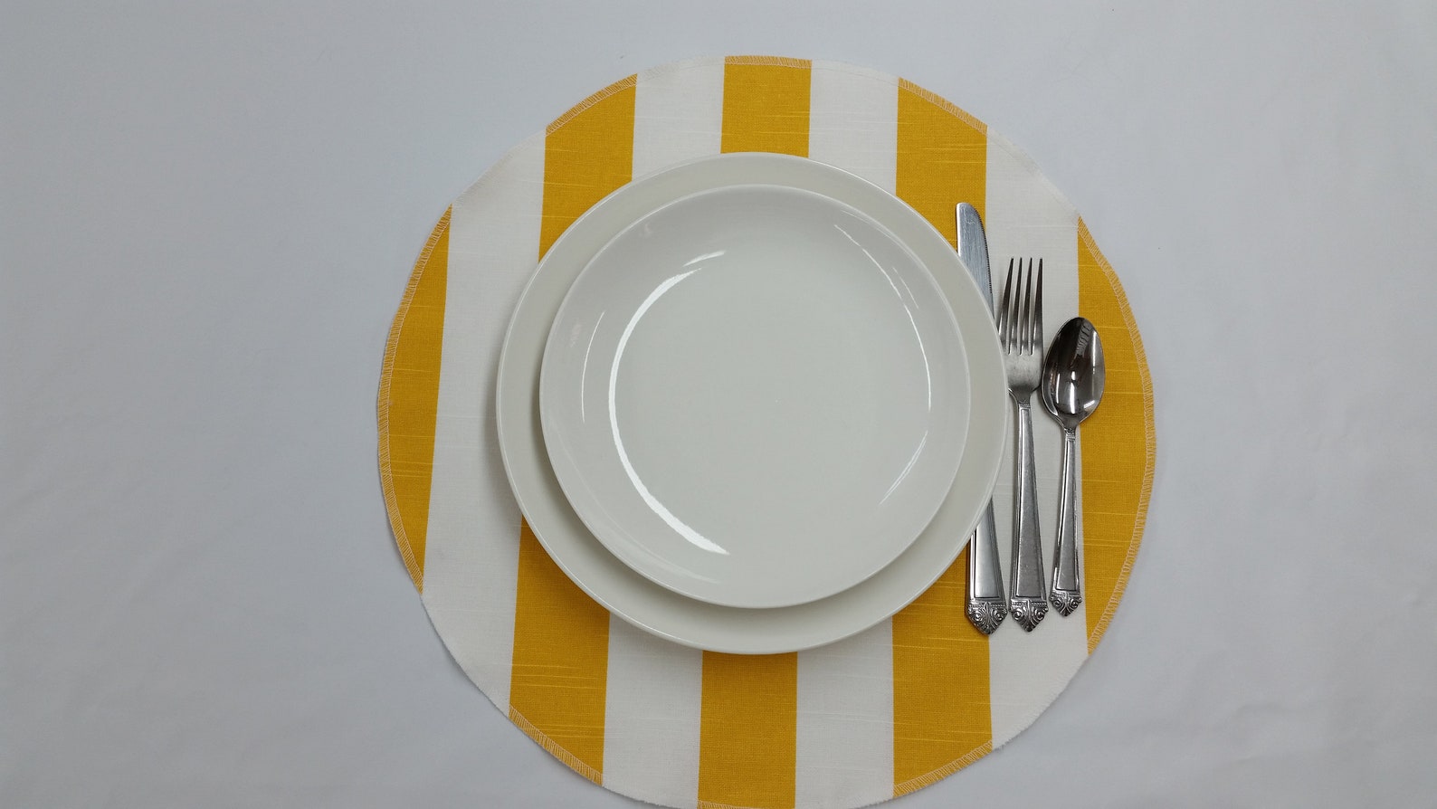 Yellow and White Stripe Placemats Cotton Stripe Centerpiece Etsy