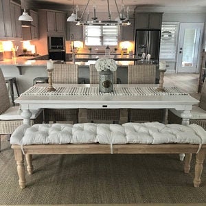 Tufted seat cushion  68&quot; X 15&quot; natural color cotton canvas Tufted bench cushion,